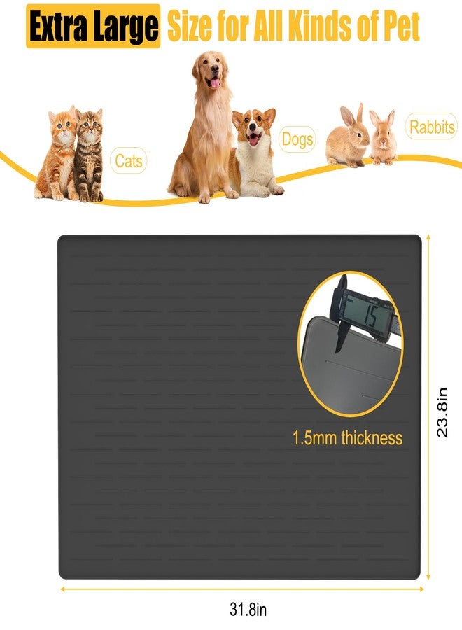 Goldleaf Large Dog Mat for Food and Water, 31.8"x23.8" Silicone Pet Feeding Mats, Waterproof Dog Bowl Mat with High Edges to Prevent Water and Food Spills, Brown - Image 2